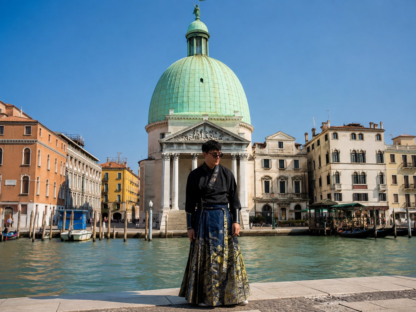 Miles traveling in Venice, Italy