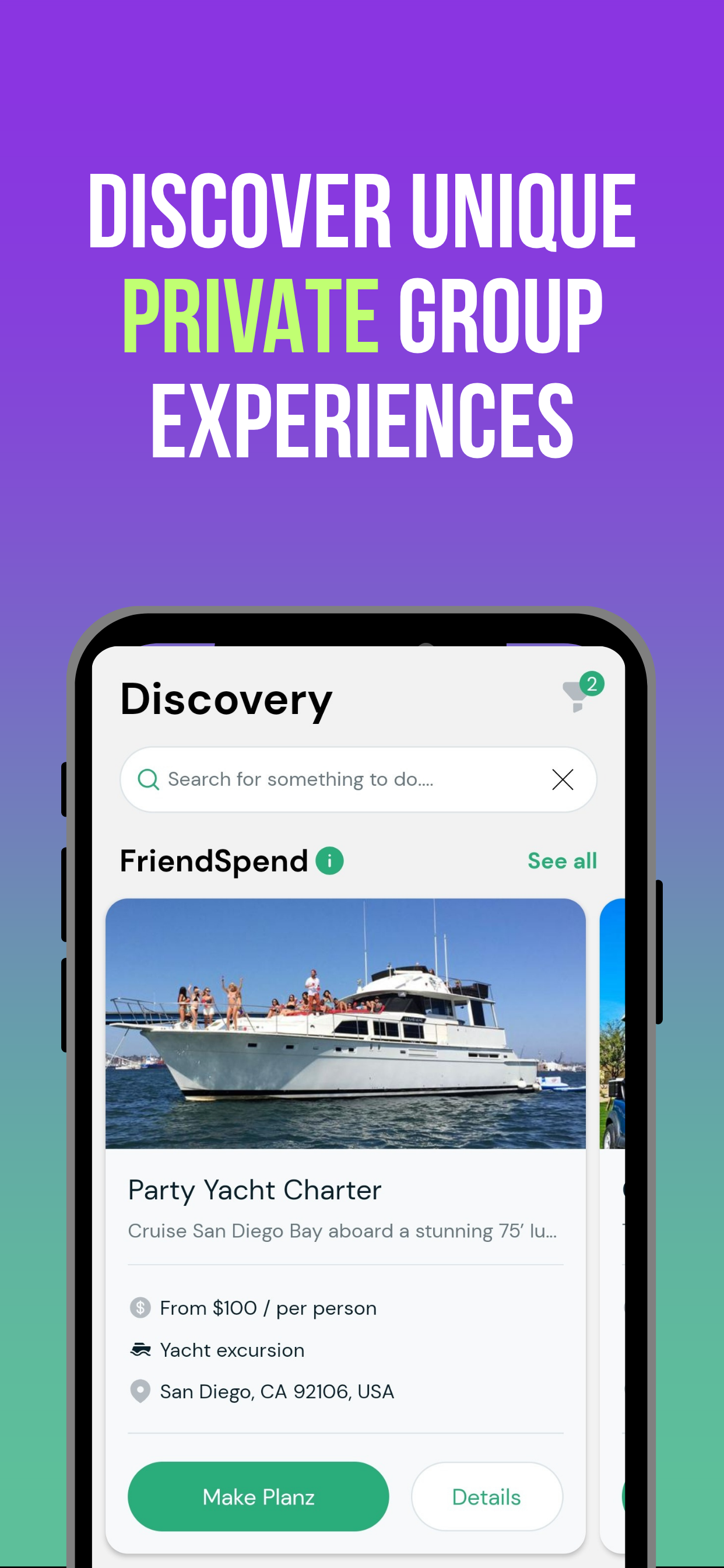 FriendSpend private group booking preview